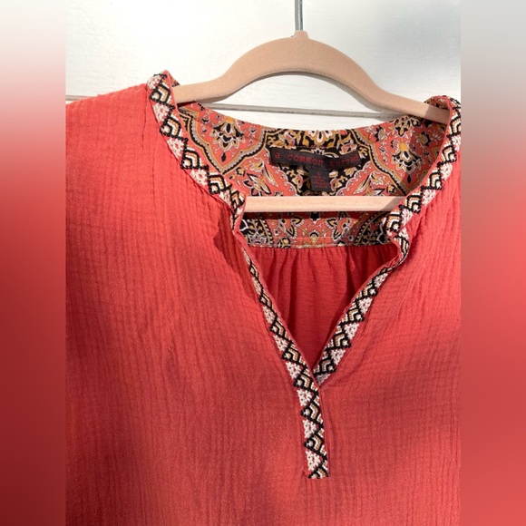 Anthropologie cotton orange top. Size small. - Picture 2 of 6